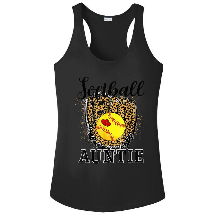 Softball Auntie Leopard Game Day Aunt Mother Ladies PosiCharge Competitor Racerback Tank