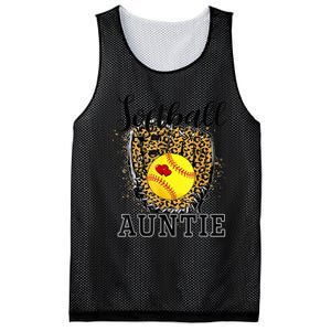 Softball Auntie Leopard Game Day Aunt Mother Mesh Reversible Basketball Jersey Tank