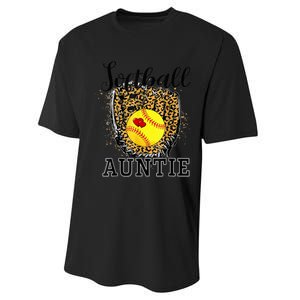 Softball Auntie Leopard Game Day Aunt Mother Performance Sprint T-Shirt