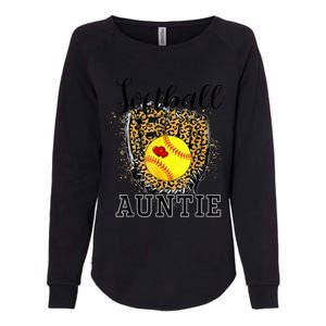 Softball Auntie Leopard Game Day Aunt Mother Womens California Wash Sweatshirt