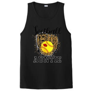 Softball Auntie Leopard Game Day Aunt Mother PosiCharge Competitor Tank