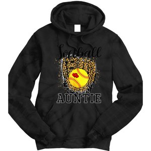 Softball Auntie Leopard Game Day Aunt Mother Tie Dye Hoodie