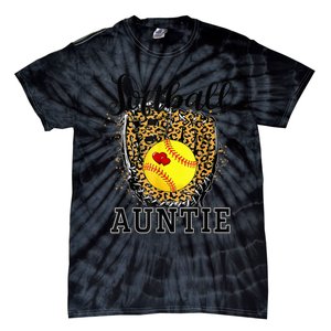 Softball Auntie Leopard Game Day Aunt Mother Tie-Dye T-Shirt