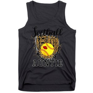 Softball Auntie Leopard Game Day Aunt Mother Tank Top