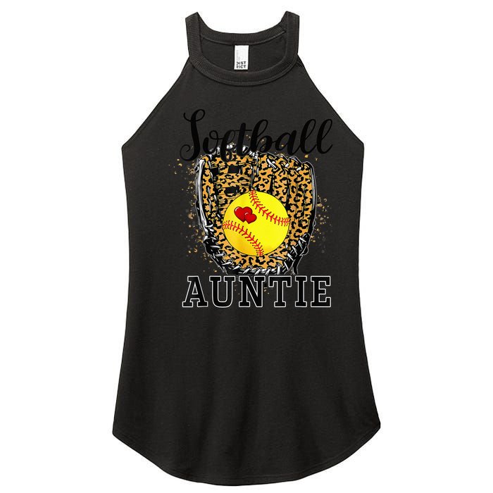 Softball Auntie Leopard Game Day Aunt Mother Women's Perfect Tri Rocker Tank