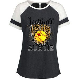 Softball Auntie Leopard Game Day Aunt Mother Enza Ladies Jersey Colorblock Tee