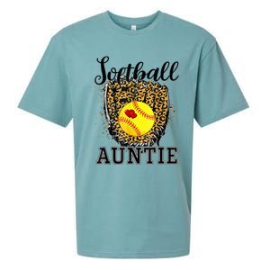 Softball Auntie Leopard Game Day Aunt Mother Sueded Cloud Jersey T-Shirt