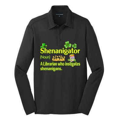 Shenanigator A Librarian Who Instigates Shenanigans Great Gift Silk Touch Performance Long Sleeve Polo