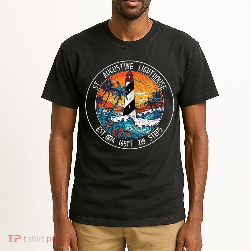 St. Augustine Lighthouse Florida Retro Sunset Palm Trees Tall T-Shirt