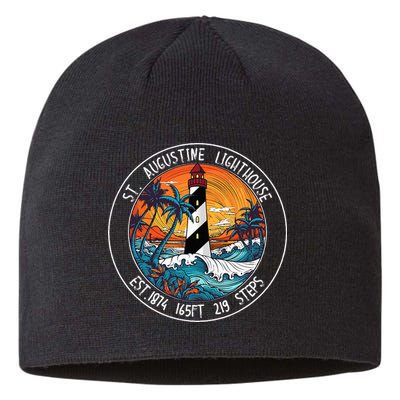 St. Augustine Lighthouse Florida Retro Sunset Palm Trees Sustainable Beanie