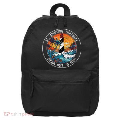 St. Augustine Lighthouse Florida Retro Sunset Palm Trees 16 in Basic Backpack