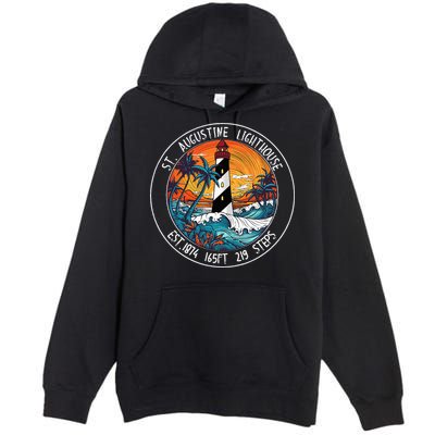 St. Augustine Lighthouse Florida Retro Sunset Palm Trees Premium Pullover Hoodie