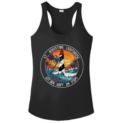 St. Augustine Lighthouse Florida Retro Sunset Palm Trees Ladies PosiCharge Competitor Racerback Tank