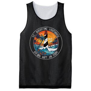 St. Augustine Lighthouse Florida Retro Sunset Palm Trees Mesh Reversible Basketball Jersey Tank