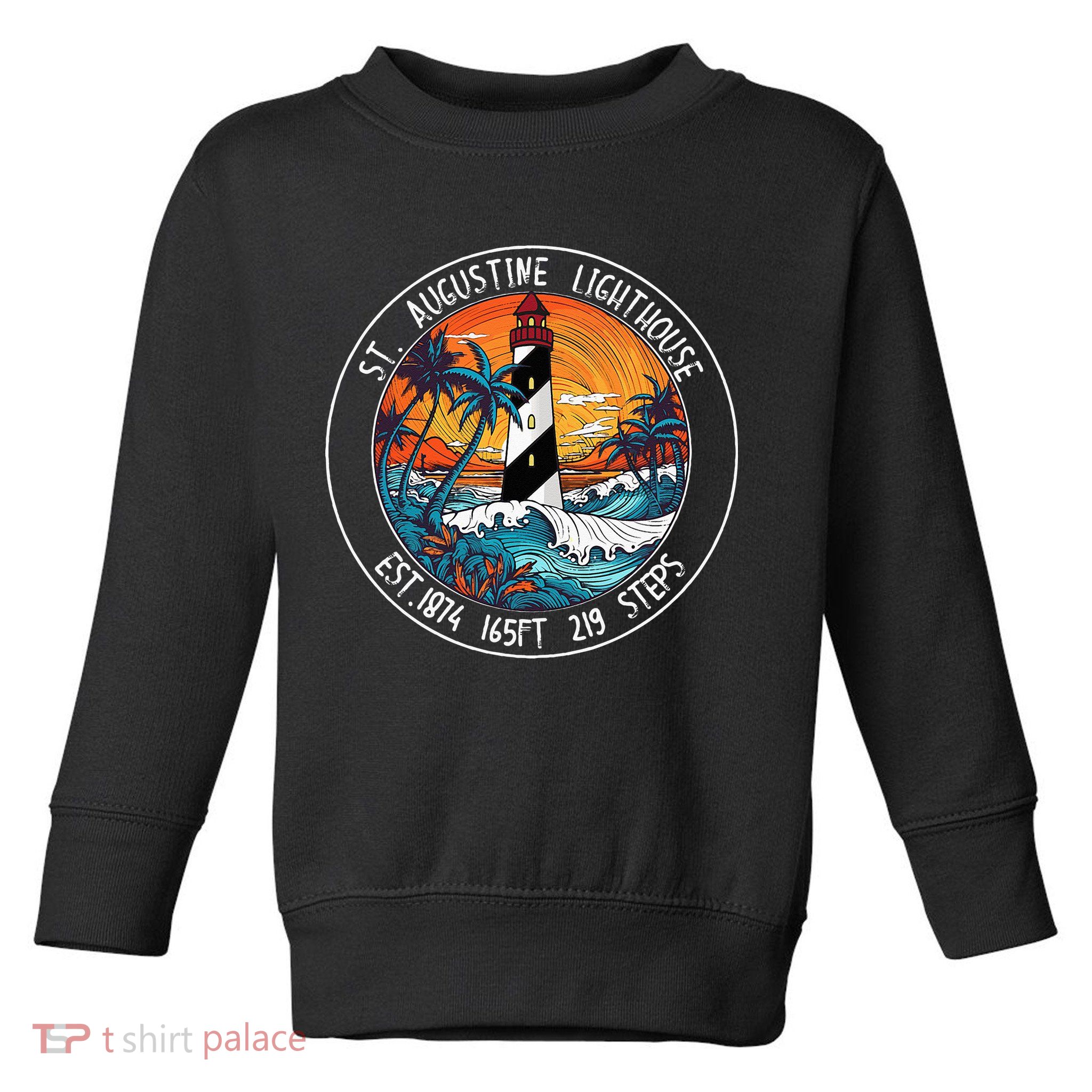 St. Augustine Lighthouse Florida Retro Sunset Palm Trees Toddler Sweatshirt