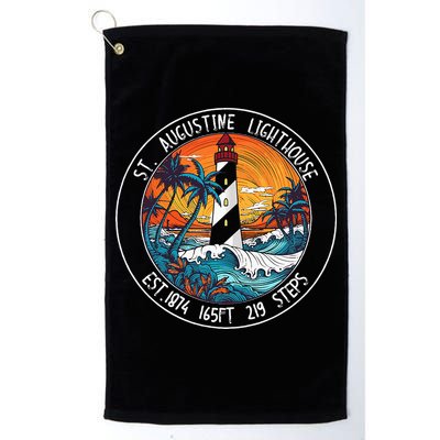 St. Augustine Lighthouse Florida Retro Sunset Palm Trees Golf Towel