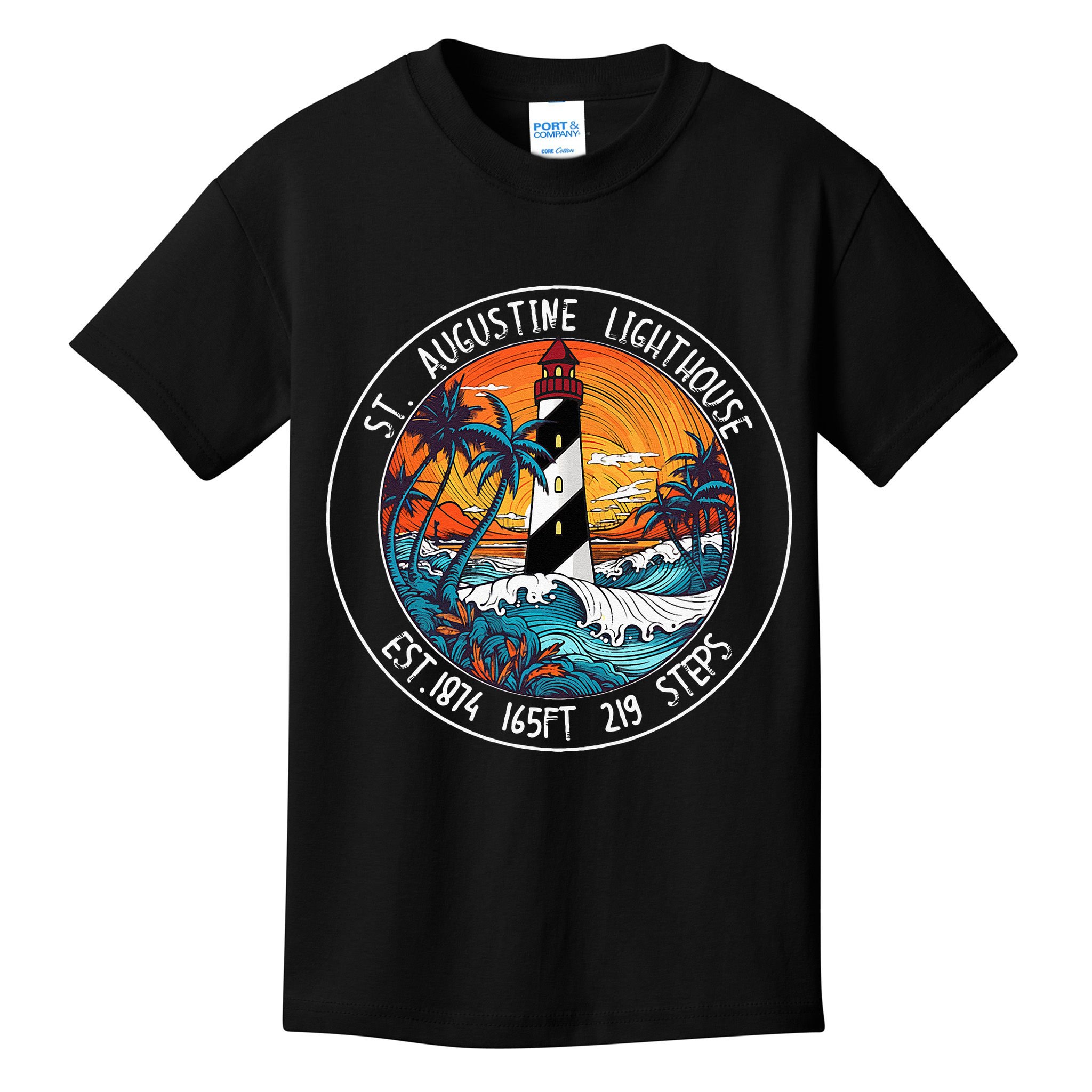 St. Augustine Lighthouse Florida Retro Sunset Palm Trees Kids T-Shirt