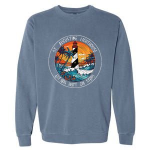 St. Augustine Lighthouse Florida Retro Sunset Palm Trees Garment-Dyed Sweatshirt