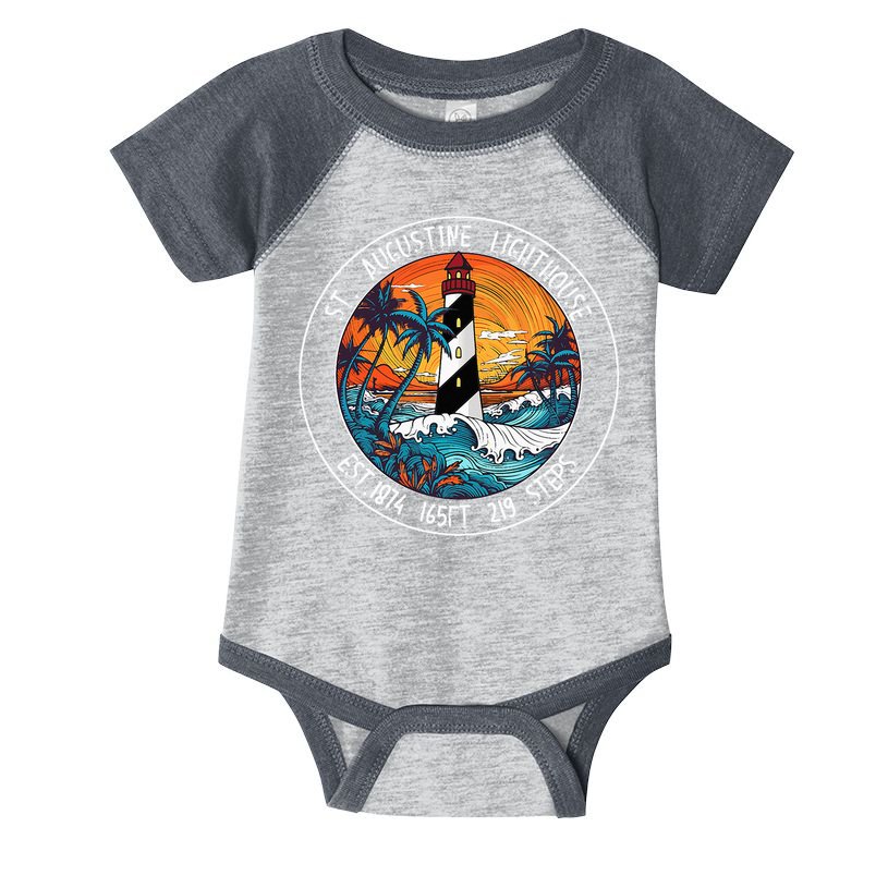 St. Augustine Lighthouse Florida Retro Sunset Palm Trees Infant Baby Jersey Bodysuit