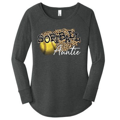 Softball Auntie Leopard Softball Auntie Women's Perfect Tri Tunic Long Sleeve Shirt