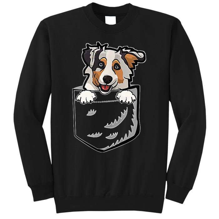 S Adorable Little Australian Shepherd Dog In The Pocket V Neck Sweatshirt