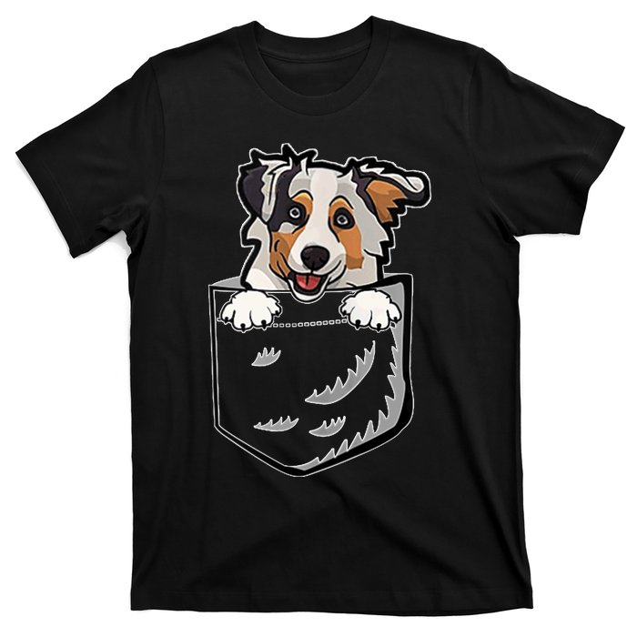 S Adorable Little Australian Shepherd Dog In The Pocket V Neck T-Shirt