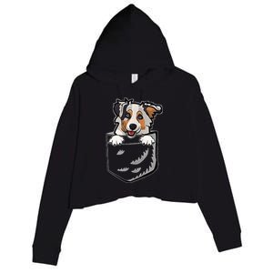 S Adorable Little Australian Shepherd Dog In The Pocket V Neck Crop Fleece Hoodie