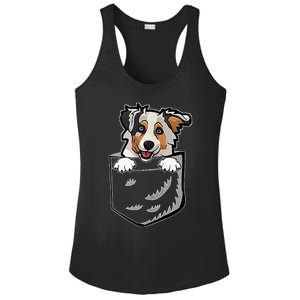 S Adorable Little Australian Shepherd Dog In The Pocket V Neck Ladies PosiCharge Competitor Racerback Tank