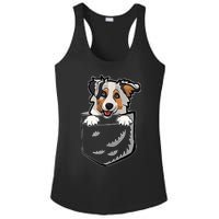 S Adorable Little Australian Shepherd Dog In The Pocket V Neck Ladies PosiCharge Competitor Racerback Tank