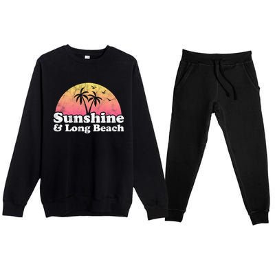 Sunshine And Long Beach Ca California Meaningful Gift Premium Crewneck Sweatsuit Set