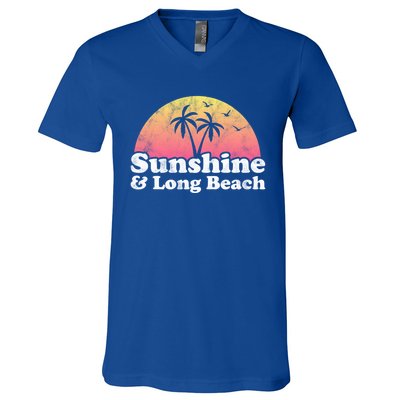 Sunshine And Long Beach Ca California Meaningful Gift V-Neck T-Shirt