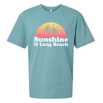 Sunshine And Long Beach Ca California Meaningful Gift Sueded Cloud Jersey T-Shirt