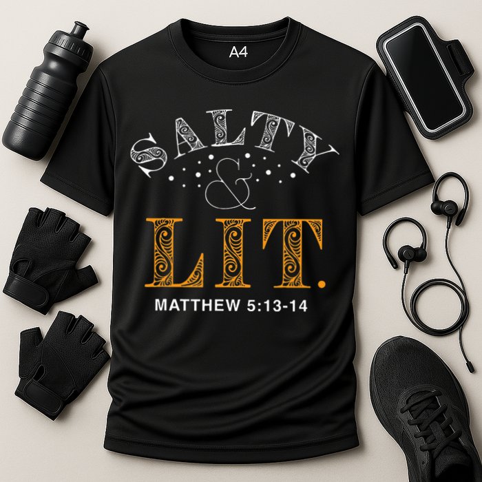 Salty And Lit Christian Bible Verse Religious Cooling Performance Crew T-Shirt