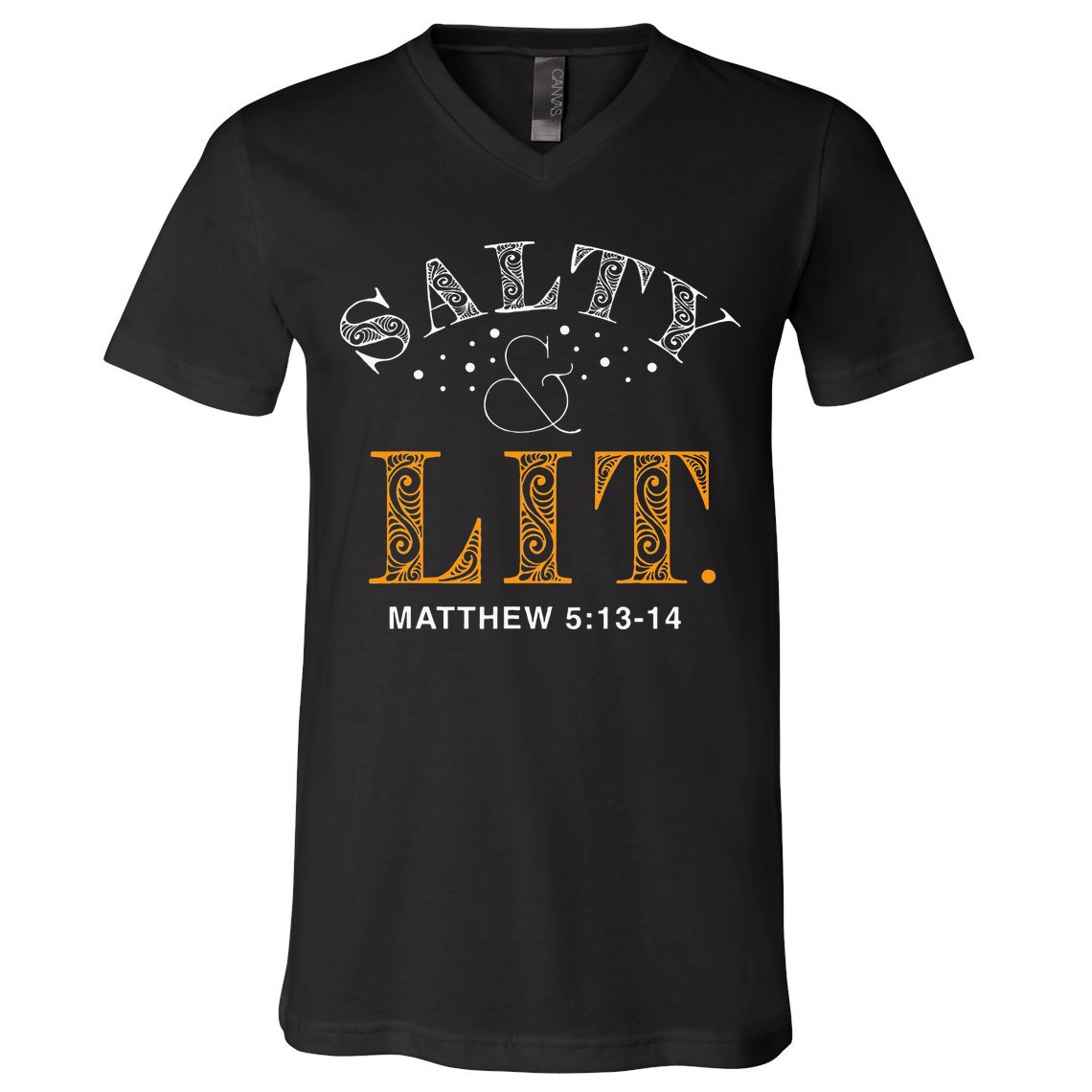 Salty And Lit Christian Bible Verse Religious V-Neck T-Shirt