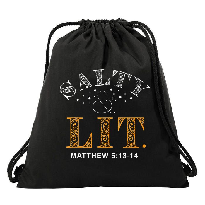 Salty And Lit Christian Bible Verse Religious Drawstring Bag