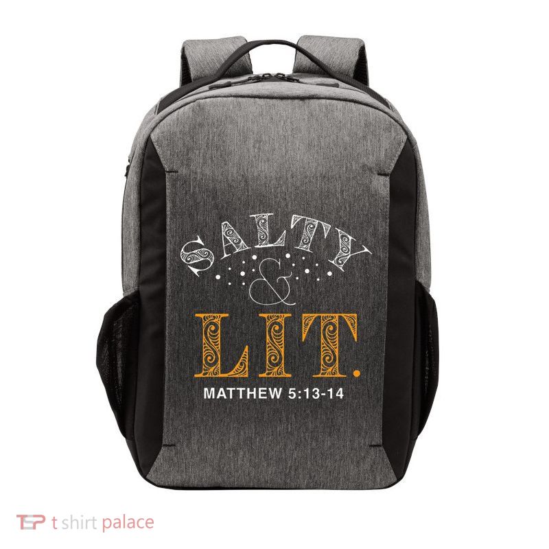 Salty And Lit Christian Bible Verse Religious Vector Backpack
