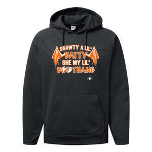 Shawty A Lil Batty She My Lil Boo Thang Funny Halloween Gift Performance Fleece Hoodie