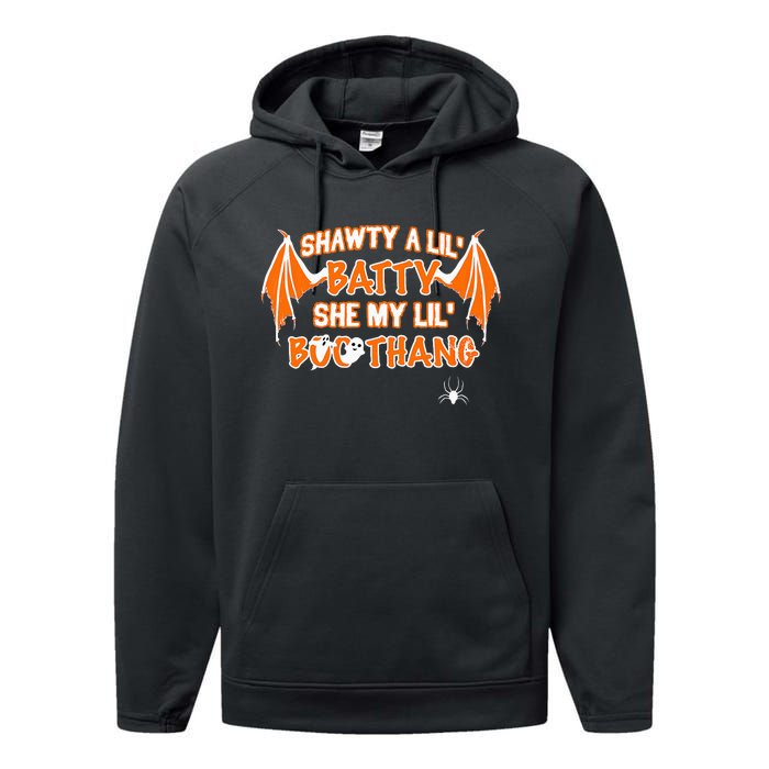 Shawty A Lil Batty She My Lil Boo Thang Funny Halloween Gift Performance Fleece Hoodie