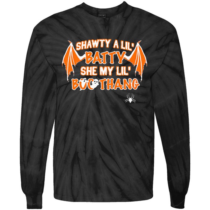 Shawty A Lil Batty She My Lil Boo Thang Funny Halloween Gift Tie-Dye Long Sleeve Shirt