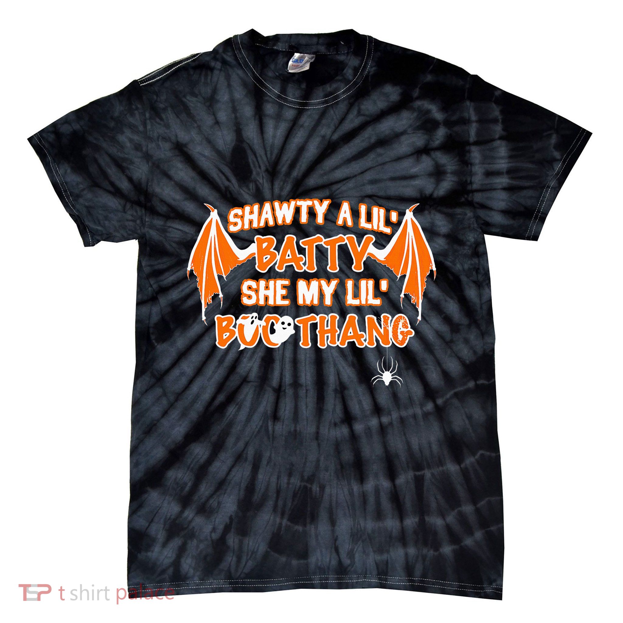 Shawty A Lil Batty She My Lil Boo Thang Funny Halloween Gift Tie-Dye T-Shirt