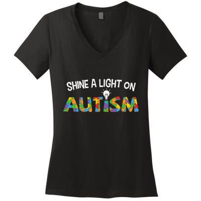 Shine A Light On Autism Women's V-Neck T-Shirt