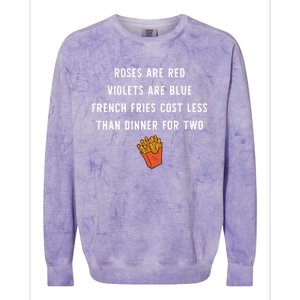 Single Awareness Love French Fries Anti Valentines Day Cool Gift Colorblast Crewneck Sweatshirt