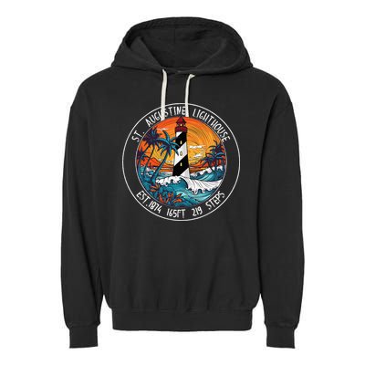 St. Augustine Lighthouse Florida Retro Sunset Palm Trees Garment-Dyed Fleece Hoodie