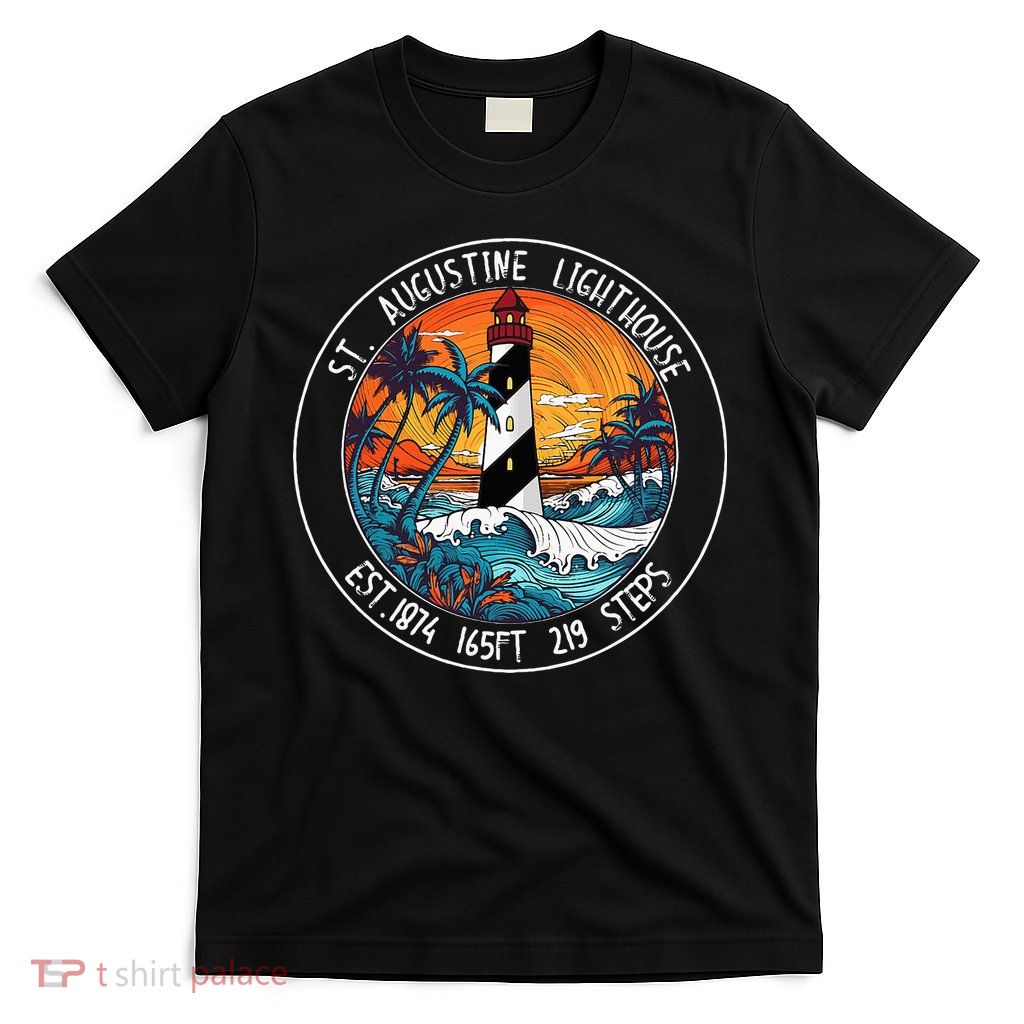 St. Augustine Lighthouse Florida Retro Sunset Palm Trees T-Shirt