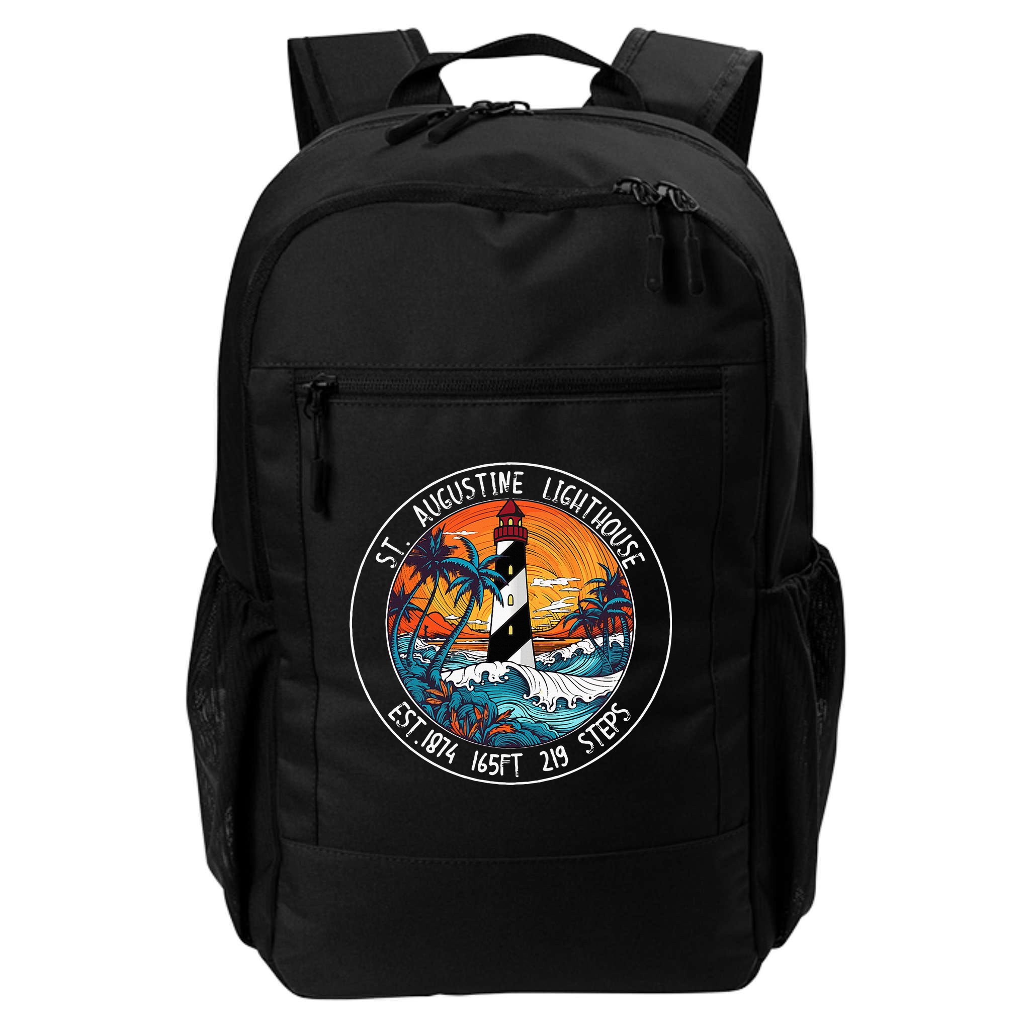 St. Augustine Lighthouse Florida Retro Sunset Palm Trees Backpack