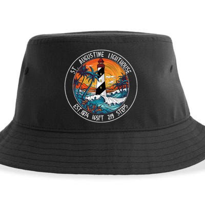 St. Augustine Lighthouse Florida Retro Sunset Palm Trees Sustainable Bucket Hat