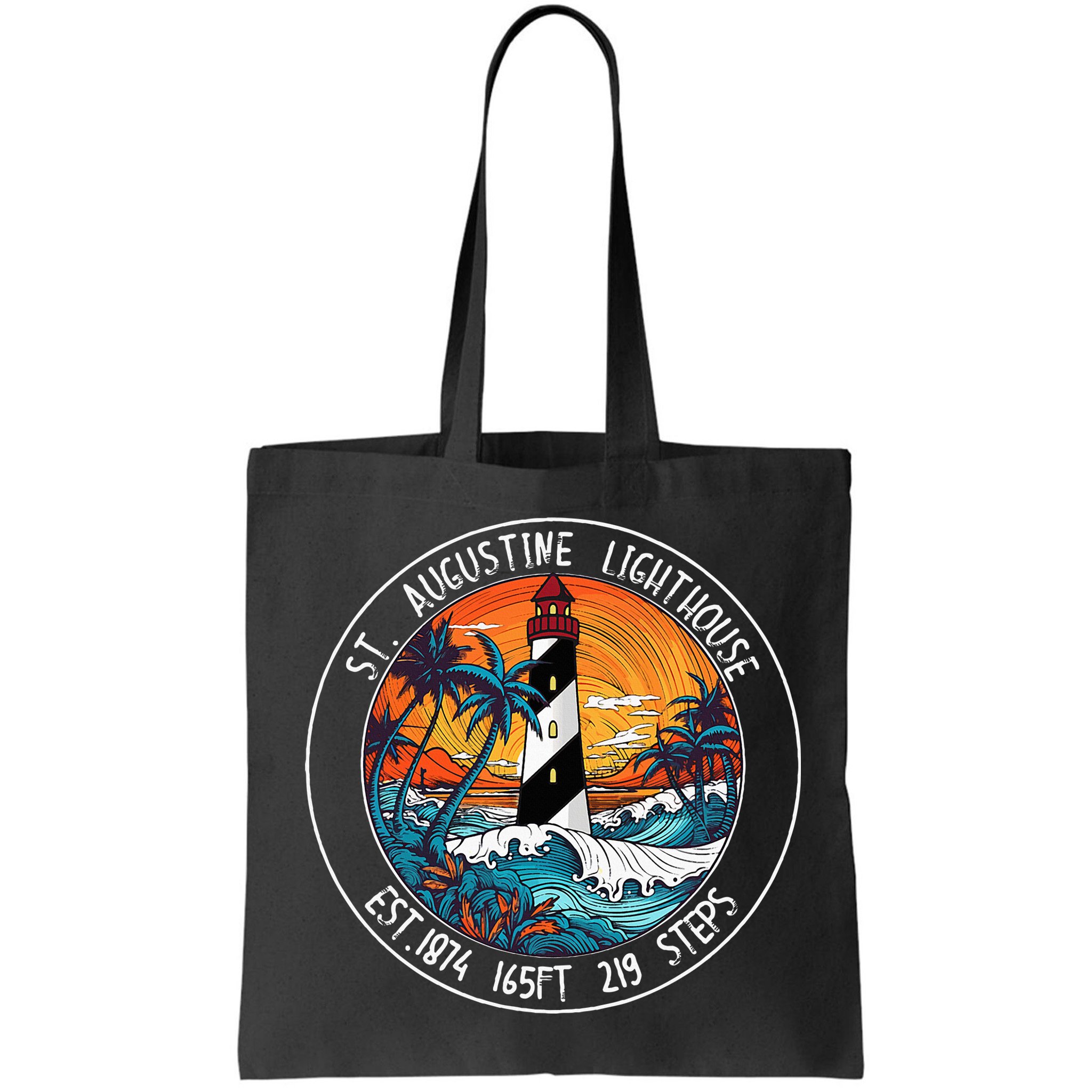 St. Augustine Lighthouse Florida Retro Sunset Palm Trees Bag