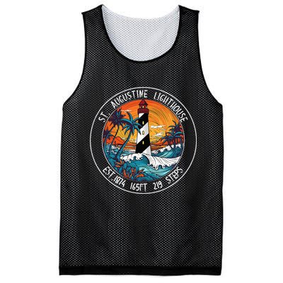 St. Augustine Lighthouse Florida Retro Sunset Palm Trees Mesh Reversible Basketball Jersey Tank