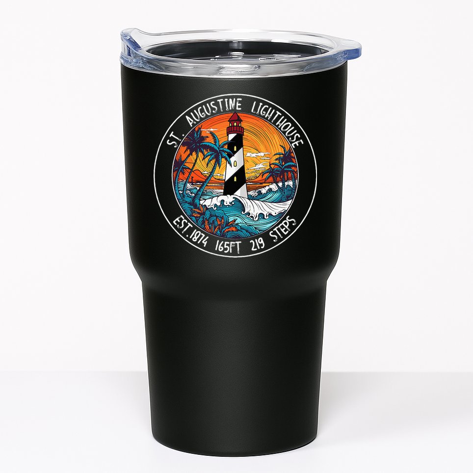 St. Augustine Lighthouse Florida Retro Sunset Palm Trees Tumbler