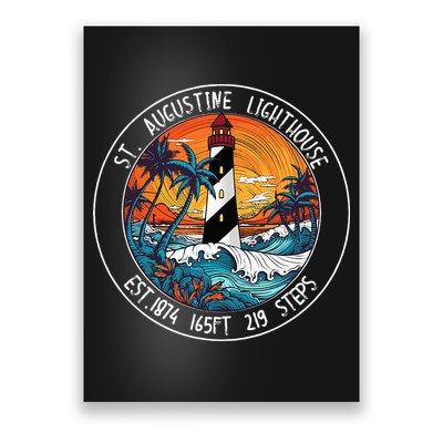 St. Augustine Lighthouse Florida Retro Sunset Palm Trees Poster